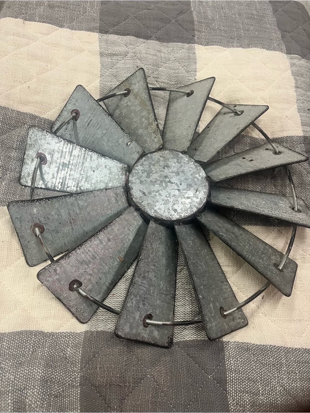 Galvanized Metal Windmill Wall Decor -